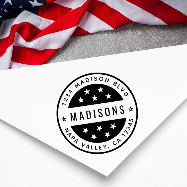 Star Round Return Address  Self-inking Stamp (Creator Uploaded)