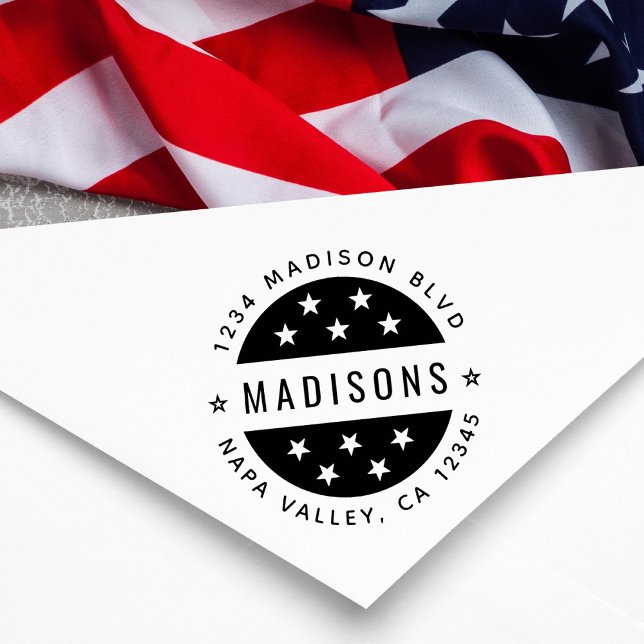 Star Round Script Return Address Self-inking Stamp (Creator Uploaded)