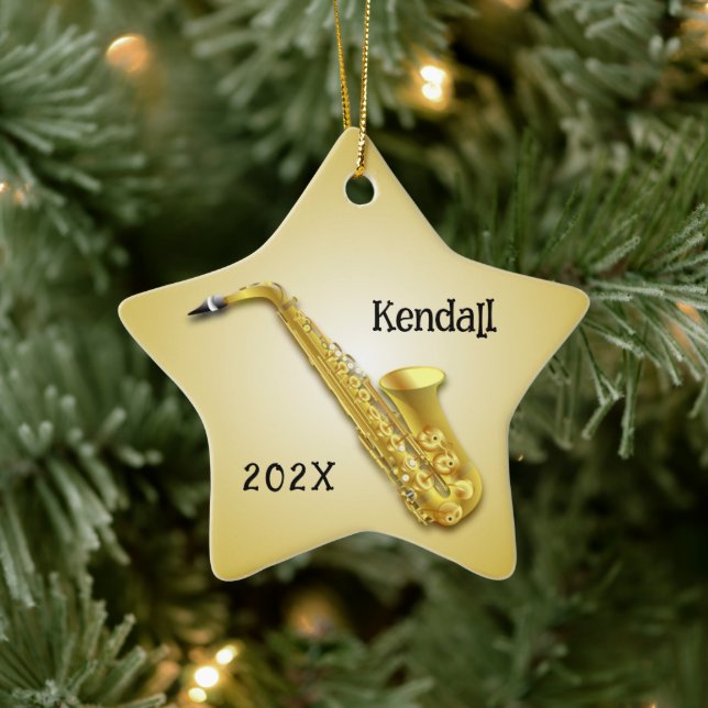 Star Saxophone Player's Personalised Ornament (Tree)