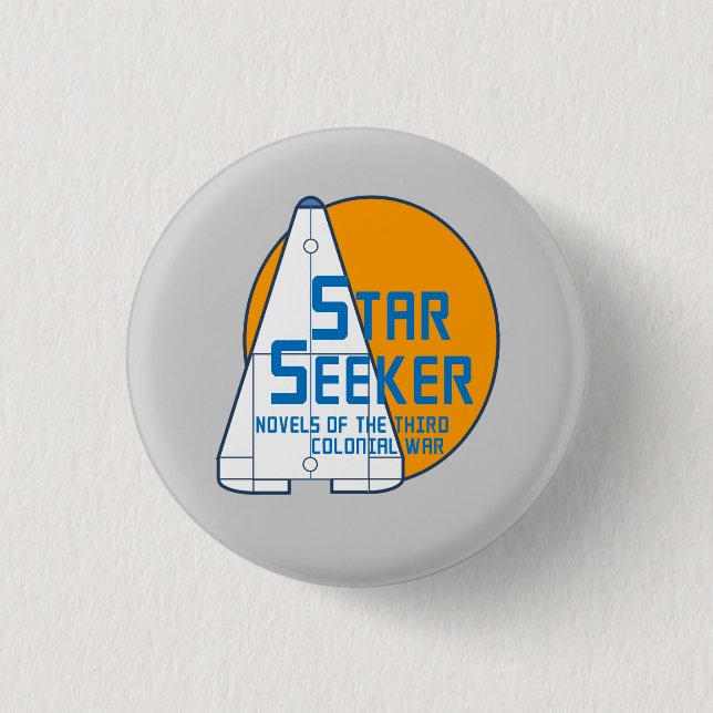 Star Seeker Orange Logo Button - starship grey (Front)