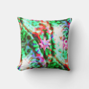 Star shadows on glass flowery spots, pink to green cushion