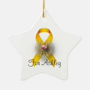 Star Shaped Angel Childhood Cancer Awareness Ceramic Ornament