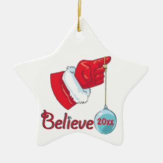 Star Shaped Believe Ceramic Tree Decoration
