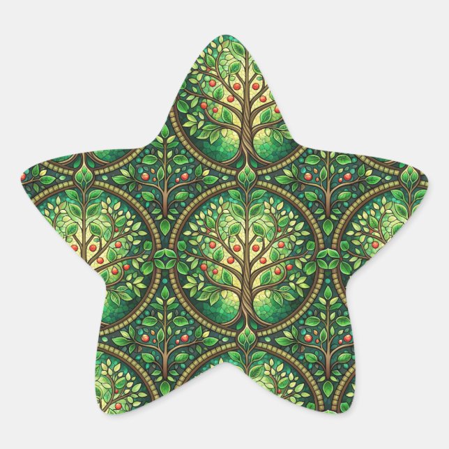 Star-shaped sticker featuring green  (Front)
