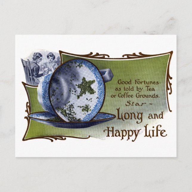 Star Shaped Tea Leaves Predict Good Fortune Postcard (Front)