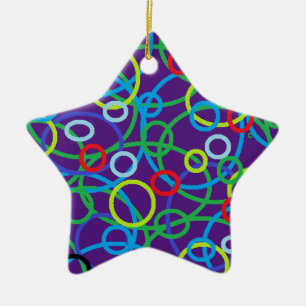 Star Shaped With Circles Personalised Christmas Ceramic Ornament