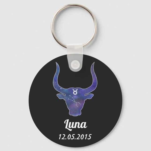 Star sign bull with space key ring (Front)
