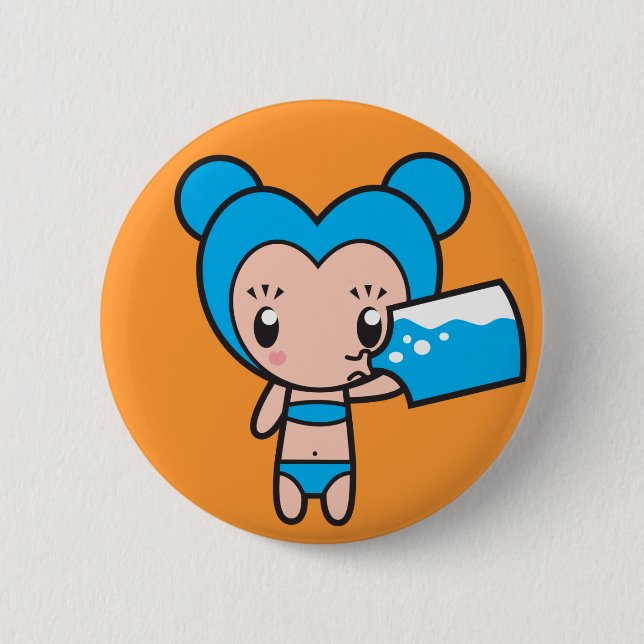 Star Sign Character - Aquarius 6 Cm Round Badge (Front)