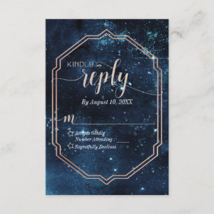 Star Sky Celestial Galaxy Wedding Reply RSVP Card