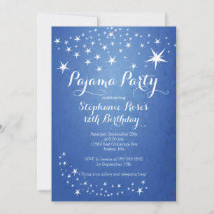 Star Sleepover Party Birthday Party Invitations