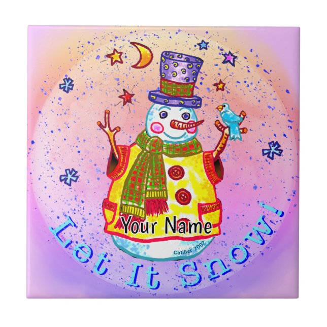 Star Snowman Ceramic Tile (Front)