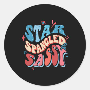Star Spangled And Sy Independence Day Groovy 4th O Classic Round Sticker