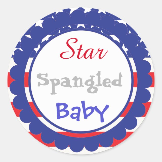 Star Spangled Baby Shower Sticker (Front)