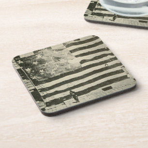 Star Spangled Banner: American Flag on Display Coaster