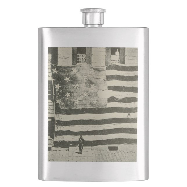 Star Spangled Banner: American Flag on Display Hip Flask (Front)