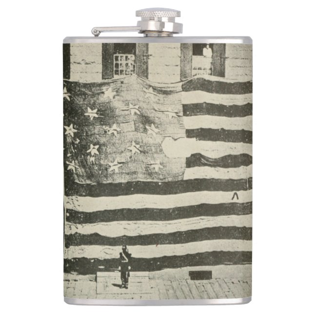 Star Spangled Banner: American Flag on Display Hip Flask (Front)