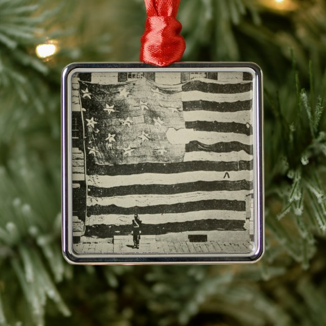 Star Spangled Banner: American Flag on Display Metal Ornament (Tree)