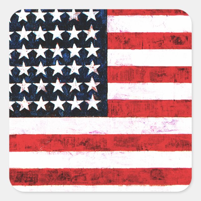 Star Spangled Banner - American Flag Square Sticker (Front)