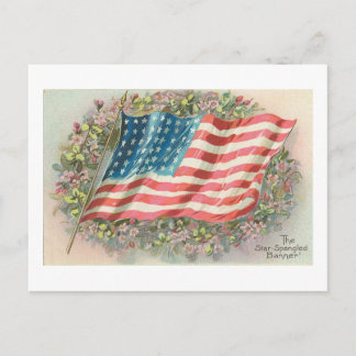 Star Spangled Banner Old Glory Floral Postcard