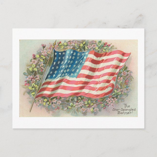 Star Spangled Banner Old Glory Floral Postcard (Front)