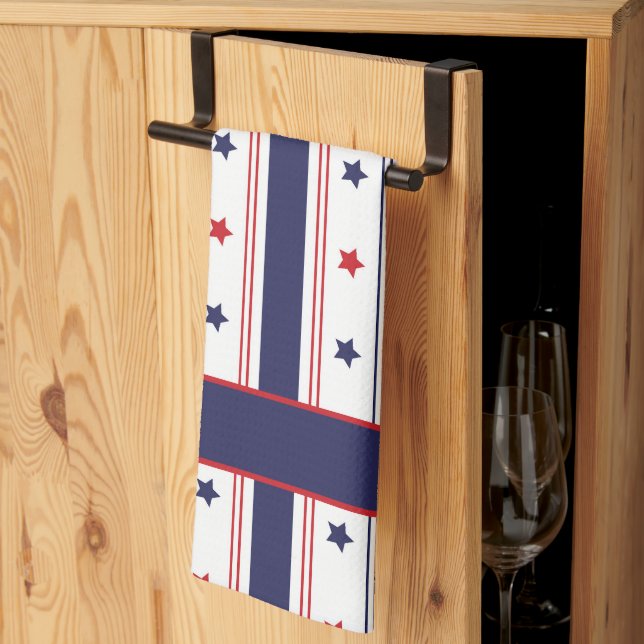 Star-Spangled Chef: Custom Red, White & Blue Apron Tea Towel (Thirds Fold)