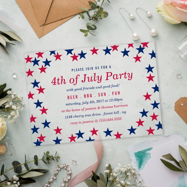 Star-Spangled Confetti 4th Of July Party Acrylic Invitations (Creator Uploaded)