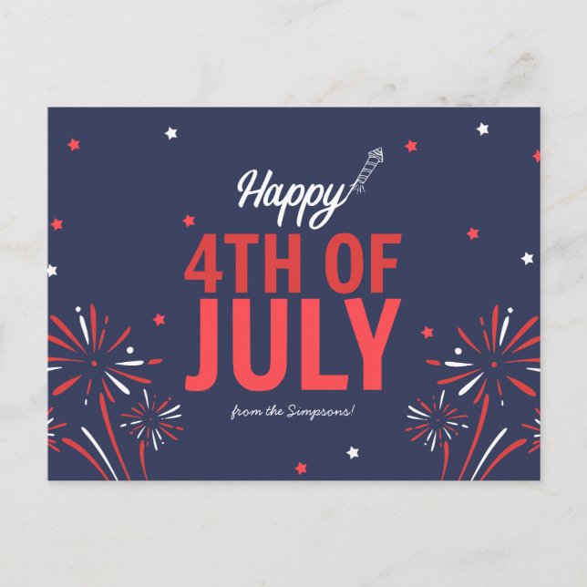 Star-Spangled Fourth of July Holiday Postcard (Front)