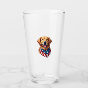 Star Spangled Golden Retriever Vintage Tee 4 Glass