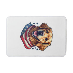 Star Spangled Golden Retriever Vintage Tee Bath Mat