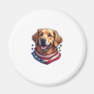 Star Spangled Golden Retriever Vintage Tee Magnet