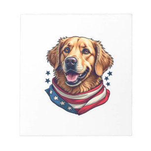 Star Spangled Golden Retriever Vintage Tee Notepad