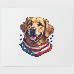 Star Spangled Golden Retriever Vintage Tee Wrapping Paper