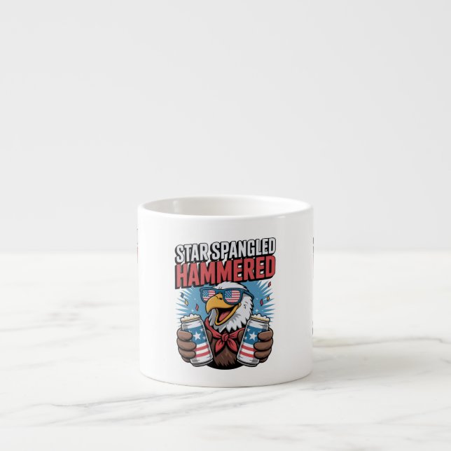 Star Spangled Hammered Funny Patriotic Bald Eagle  Espresso Cup (Front)