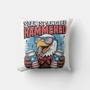 Star Spangled Hammered Patriotic Eagle Red White Cushion