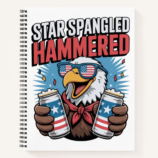 Star Spangled Hammered Patriotic Party Organiser Notebook (Front)