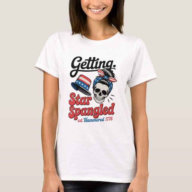 Star Spangled Hammered Skull T-Shirt (Front)