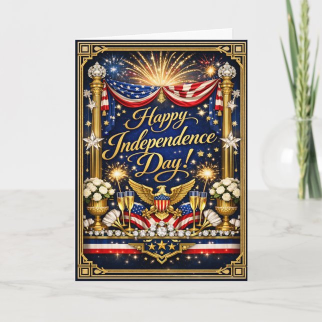 Star Spangled Patriotic Happy Independence Day Holiday Card (Front)