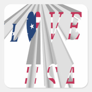 Star-Spangled Statement: Graphic I Love USA Design Square Sticker