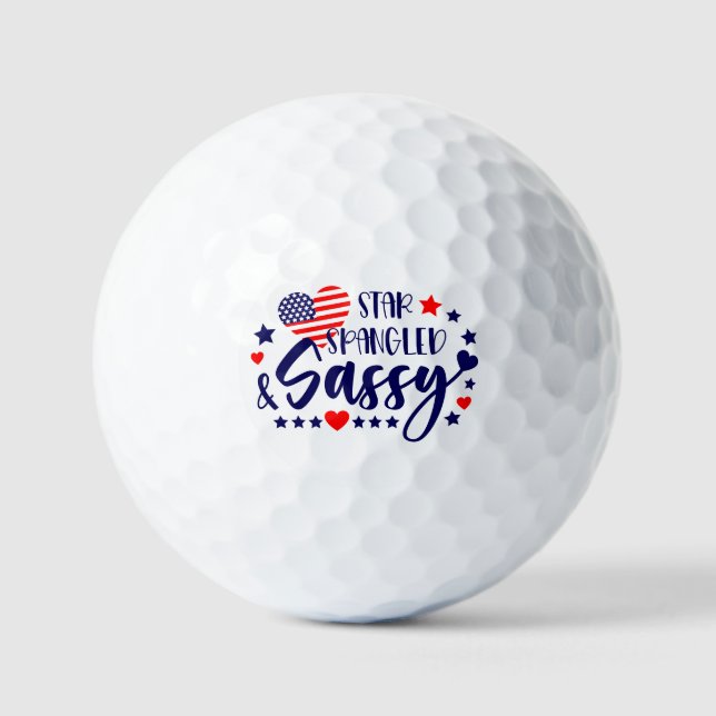 Star Spankled and Sassy American Flag Heart Golf Balls (Front)