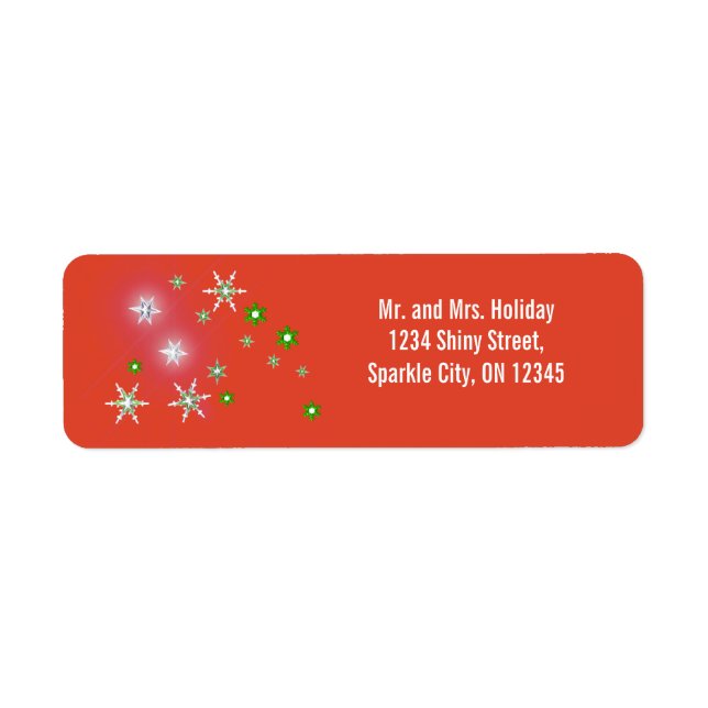 Star Sparkle Holiday Red Return Address Label (Front)
