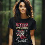 Star Spengled Sass Western Patriotic Boots T-Shirt<br><div class="desc">Western boots with an American flag and grungy Texas typography -Star Spangled Sass,  grungy chick patriotic design.</div>