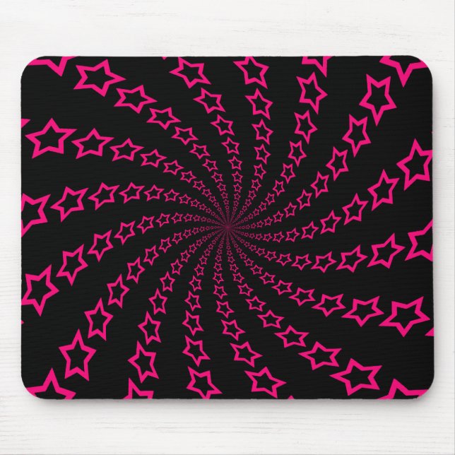 Star Spiral: Pink & Black: Custom Mousepad (Front)