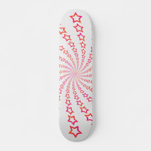 Star Spiral: Pink & Orange Stars: Skateboard