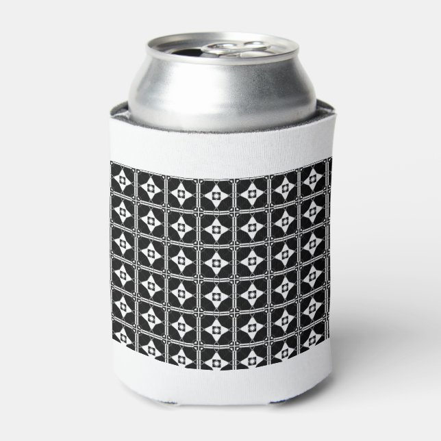 Star Starfish Planets Gem Seamless Pattern Checker Can Cooler (Can Front)