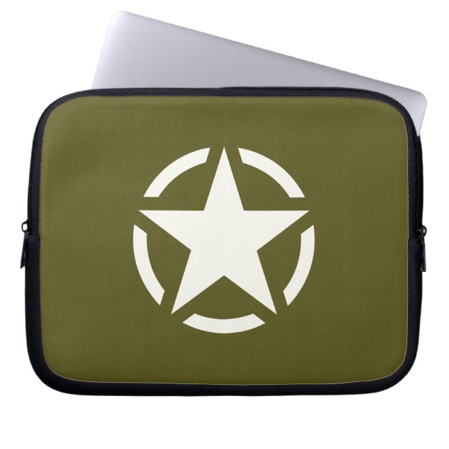 Star Stencil Classic on Khaki Green Laptop Sleeve (Front)