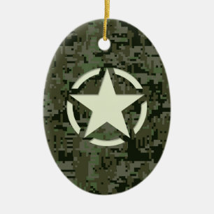 Star Stencil Digital Woodland Ceramic Tree Decoration