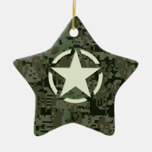 Star Stencil Digital Woodland Ceramic Tree Decoration