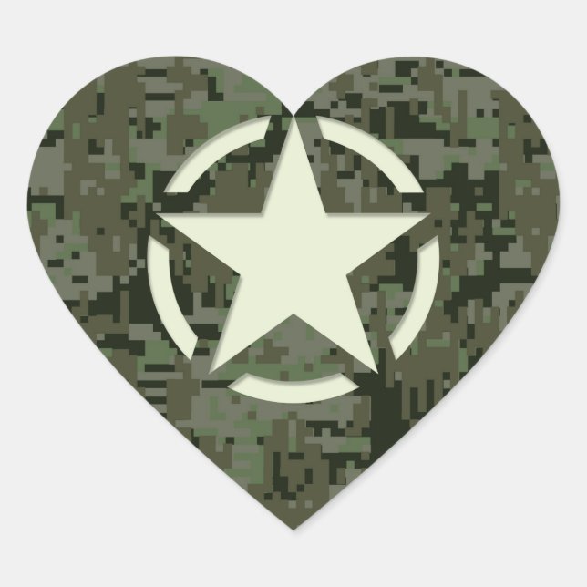 Star Stencil Digital Woodland Heart Sticker (Front)