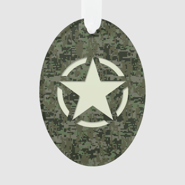 Star Stencil Digital Woodland Ornament (Front)
