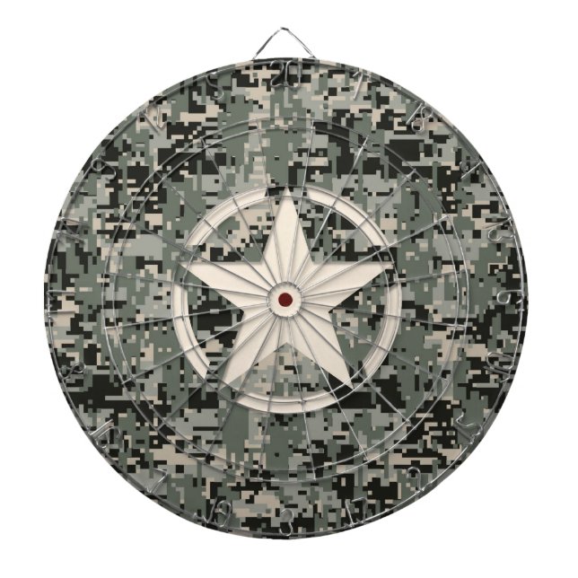 Star Stencil on Digital Camouflage Dartboard (Front)
